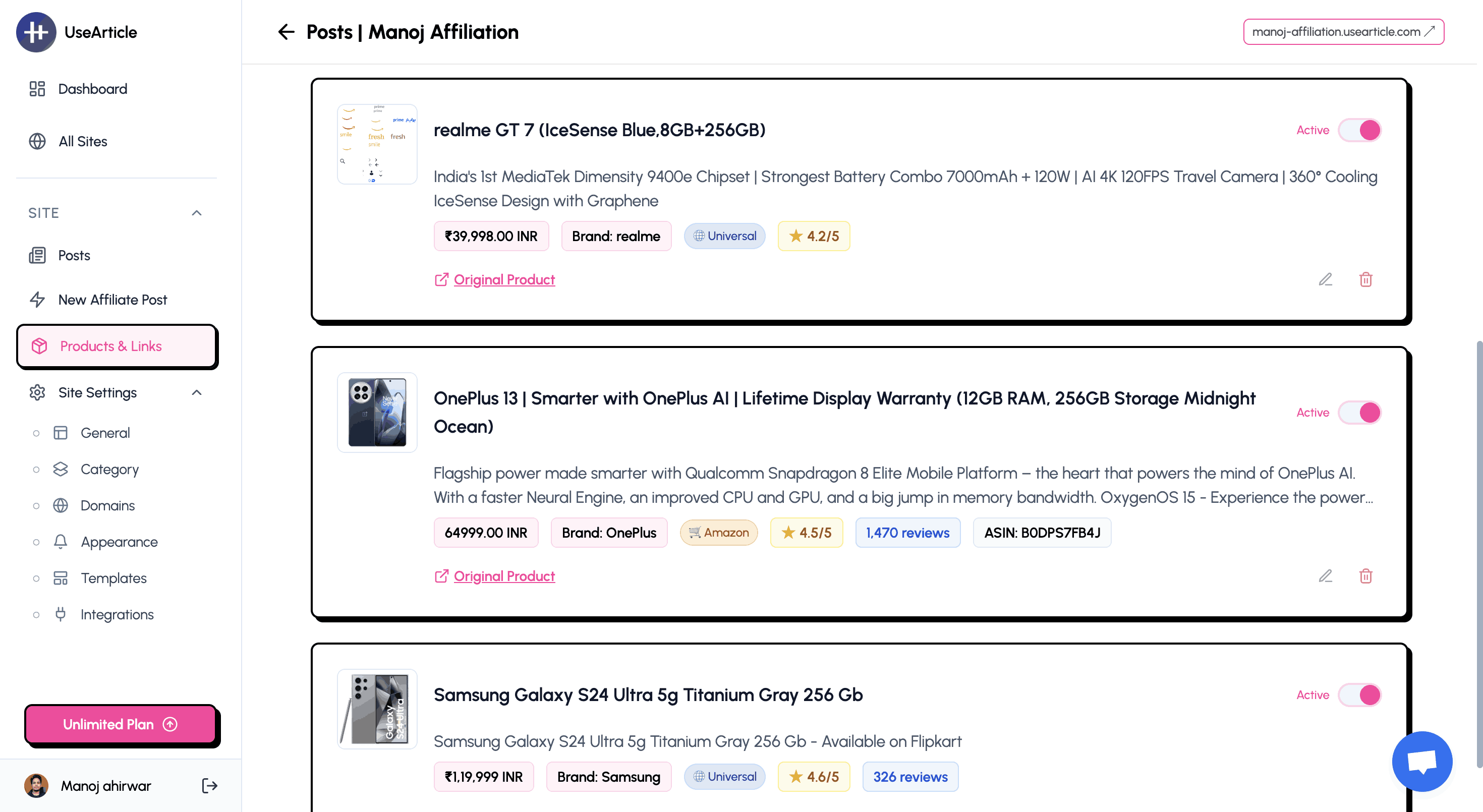 Affiliate SEO Optimization Dashboard